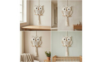 Macrame Owl Woven Owl Wall Hanging Macrame Wall Hanging Cotton Textured for Nursery, Bedroom