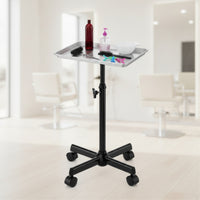 Adjustable Height Salon Tray with Stand Professional Rolling Salon Tray Mobile Hairdresser Trolley Movable for Hairdressers, Stylists, Beauticians, Salons, Hair Studios, Beauty Parlors