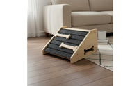 Solid Wood Construction Wooden Dog Ramp Gentle Slope Wooden Pet Stairs Reduces Joint Strain Anti-Slip Pet Stairs Bone Shape Decor for Small Dogs, Senior Pets, Bedroom, Living Room