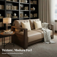 Nordic Design Wooden Frame Sofa New Chinese and & fashion Couch authentic leather Upholstery Household Furniture Available in Multiple Sizes for Apartment Dwellers, Interior Designers, Living Room, Reception Area, Office, book alcove alcove