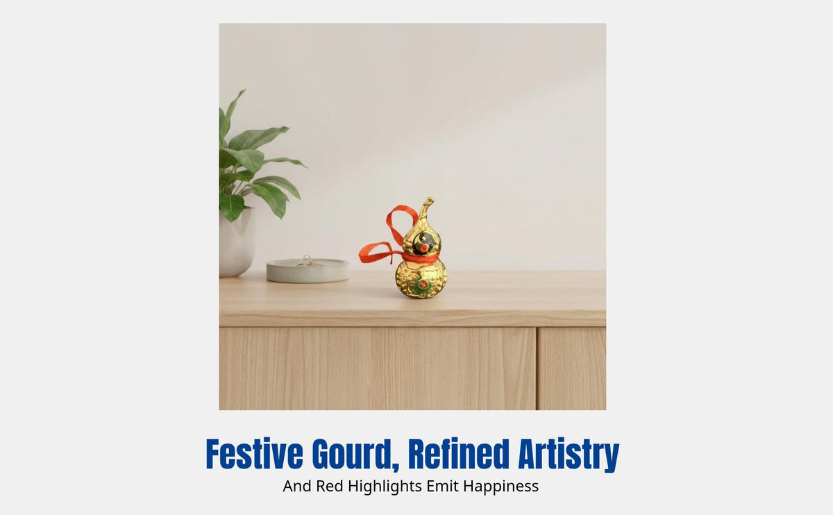 Eight Trigrams Brass Gourd, Feng Shui Wealth Ornament, Auspicious Entryway Home Decor