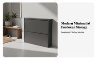 Space-Saving Slim Tip-out Shoe Cabinet Large Capacity Narrow Tilting Shoe Storage Dust-Proof Narrow Entryway Cabinet Minimalist Design for Apartment Dwellers, Homeowners, Families, Hallway, Small Areas, Living Room, Bedroom