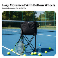 Folding Ball Storage Cart Foldable Rolling Ball Storage Cart Wheeled Athletic Gear Organizer with Wheels for Coaches, Tennis Athletes, Court-Side