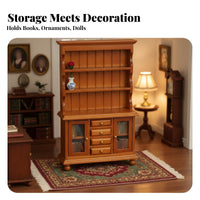Handmade Dollhouse Display Cabinet Opening Doors 1:12 Scale Cabinet Detailed Craftsmanship 1/12 Scale Dollhouse Hutch Classic Design for Collectors, Hobbyists