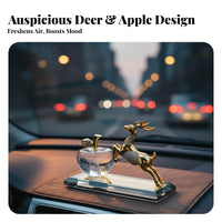 Long-Lasting Fragrance Golden Deer Car Ornament Elegant Design Rhinest Single Deer Figurine for Gift Givers, Center Console, Office Desk