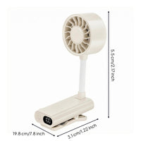 USB Clip-Mounted Fan Flexible Neck with Digital Display Home Appliance for Table Edge, Bedside