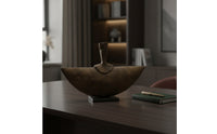 Half-Moon Fan Sculpture Modern Sculpture with Rectangular Base Minimalist Sculptural Decorative Piece for Interior Stylists, Art Collectors, Office