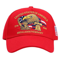 100% Cotton USA 250th Anniversary Cap Breathable Mesh Back 1776-2026 Commemorative Hat Adjustable Fit American Flag Eagle Cap Lightweight for Patriots, History Buffs, Collectors, National Holidays, Parades, Political Events