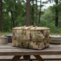 Multi-Compartment Camping Cooker Carrying Case Portable Camping Cookware Bag Large Capacity Picnic Gear Storage Tote Water-Resistant for Campers