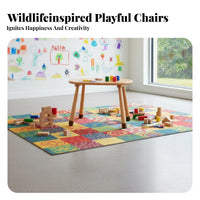 Nordic Design ovalShaped Table with rabbit Chairs Height Adjustable kids' Desk and Chair Rounded Corners children's Furniture Easy to Clean for Preschoolers, Toddlers, Parents, Kindergarten, Playroom, Classroom, Living Room