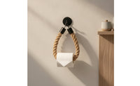 Toilet Tissue Holder Wall-Mounted Toilet Tissue Holder with Rope Bathroom Accessory Matte Black Hardware Easy to Install