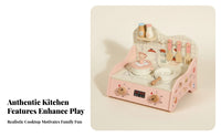 Printed Illustrations Smooth Edges Wooden Kitchen Cooktop Toy Pretend Cooking Set Pretend Kitchen Cooktop