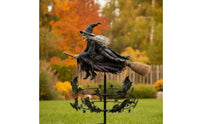 Witch Wind Whirligig Stunning Garden Wind Whirligig with Stake Garden Stake Decoration Double-Tier Yard Art Metal for Patio