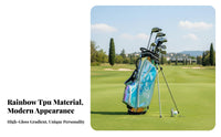 Multiple Pockets Iridescent Golf Stand Bag Double Shoulder Strap Golf Stand Bag Long-Lasting Construction for Golfers, Athletes, Travel