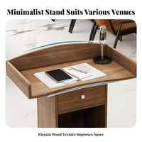 Modern Design Floor Standing Podium Stable Base Floor Lectern with Storage Shelves Spacious Top Reception Desk Lectern Sturdy Construction for Presenters, Restaurant Hosts, Conference Rooms, Lecture Halls, Auditoriums, Classrooms