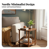 Doubletier Storage 2-Tier End Table Space Saving doublelevel Square Table Simple Design Household Furniture adaptable for Small Apartment Dwellers, homeowners, Students, Living Room, Bay glazed accessibleing Area, Bedroom, Office