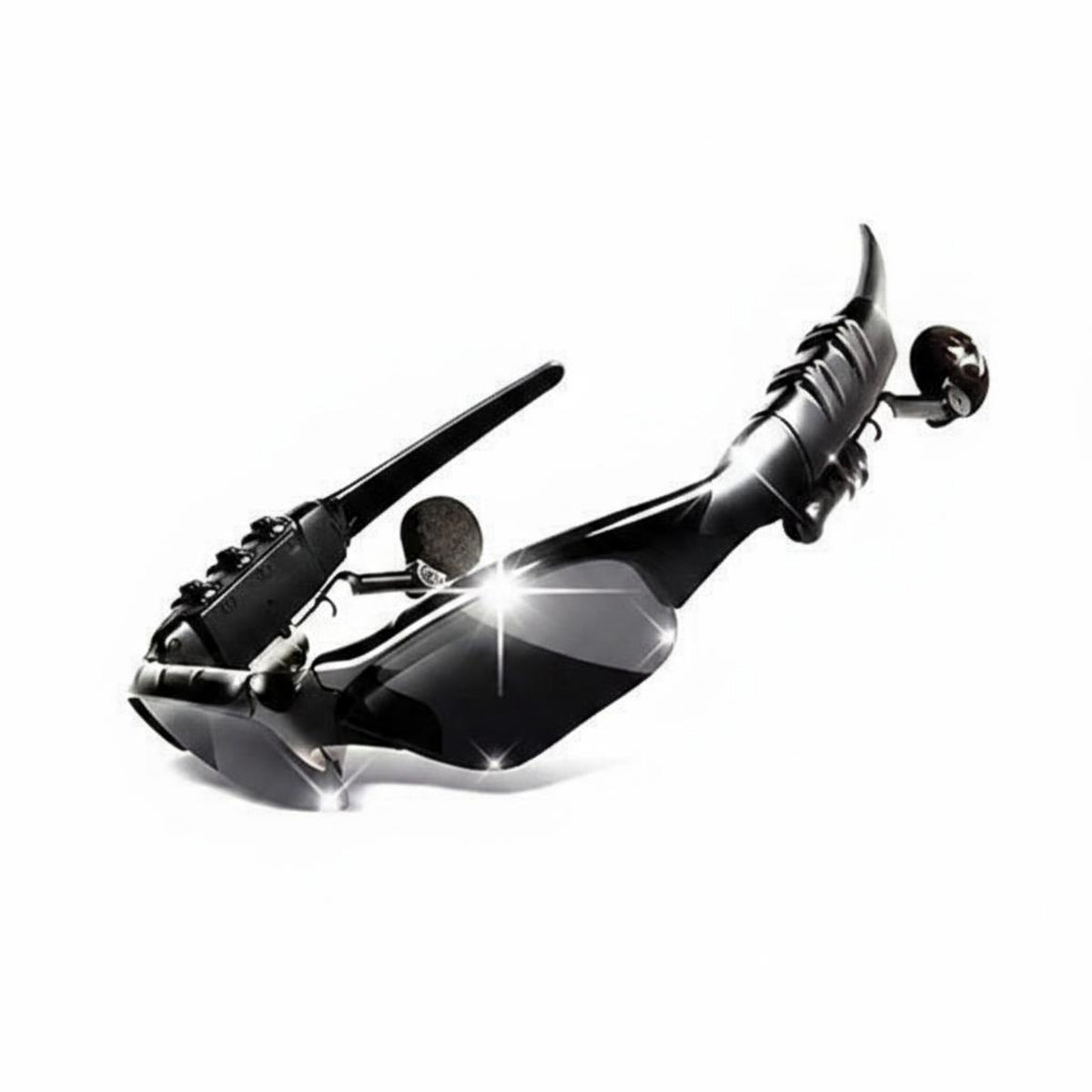 Built-in Voice Receiver Bluetooth Headset Glasses Side Buttons Bluetooth Sunglasses Tinted Lenses Smart Shades Curved-Frame