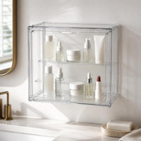 Wall-Mounted Dustproof Cosmetic Organizer with Multi-Layer Storage for Bathroom and Vanity