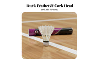 12 Pieces Badminton Shuttlecock Synthetic Cork Head Duck Feather Training Shuttlecock Stable Trajectory Duck Feather Birdie for Athletes, Competition