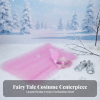 Ice Crystal Print Transparent Mantle Floor-Length Train Princess Cape Glittering Design Lightweight for Children, Themed Parties
