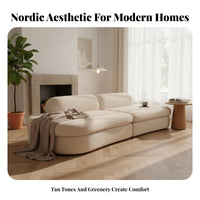 Rounded Minimalist Sofa Soft Texture Rounded Boucle Sofa High-Resilience Foam Seat Padding Room Seating for Interior Designers, Beauty Salon, Lounge