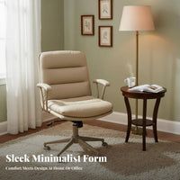 Adjustable Height Upholstered Swivel Chair Support Upholstered Roller Chair Ergonomic Design Office Seating Reclining Backrest for Students, Adults, Professionals, Study Room, Desk Work, Bedroom, Reading Nook