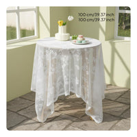 Romantic Vibe White Lace Tablecloth Elegant Design Lace Tablecloth Multi-Purpose Scalloped Border Table Cover for Photographers, Event Planners