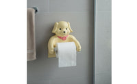 Punch-Drill-Effortless Installation Cartoon Dog Toilet Paper Holder Decorative Accent Puppy Toilet Roll Holder Resin Material Dog Themed Tissue Dispenser Sturdy Construction for Children, Kitchen