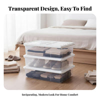 Wheeled Clothes container Slim Design Underbed Container Space-Saving for Under Bed