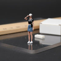 1:64 Scale Girl Figure Realistic Design 1/64 Scale Female Figurine Collectible Denim Skirt Girl Model for Hobbyists