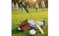 4 Pieces Stitched Baseball Starter Set Padded Junior Baseball Set Metal-Looking Children's Play Gear Black Grip