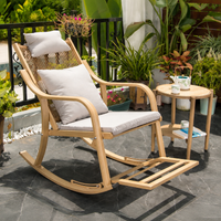 Champagne-colored Aluminum Alloy Rocking Chair, Outdoor Relax Chair, Garden Furniture for Balcony, with Side Table Set