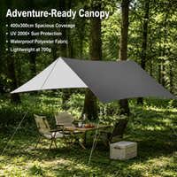 Camping Tarp 3-4 Person, Polyester Tarpaulin Silver Coated, Waterproof 1500mm Shelter Tarp for Wild Camping & Hikers