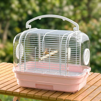 Portable Bird Cage with Handle, Hard-Sided Outdoor Bird Carrier for Small Parrot Travel, Small Bird Cage with Removable Tray for Easy Cleaning