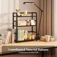 Desktop Bookshelf Space Saving Multi-Layer Desk Rack Sturdy Steel Frame