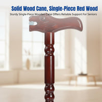 Wooden Walking Cane for Elderly, Sturdy Wood, Anti-Slip, Lightweight, Carved Handle