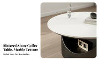 Sintered Stone Top double-levellevel circular table Minimalist Design Home Furniture Space-Saving Italian Inspired for Apartment Dwellers, Homeowners, Office Managers, Living Room, Small Spaces, Lounge, Reception Area
