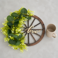 40cm Wagon Wheel Wreaths for Front Door, Artificial Mixed Greenery Door Hanger, Rustic Farmhouse Welcome Decor, Decorative Wagon Wheel