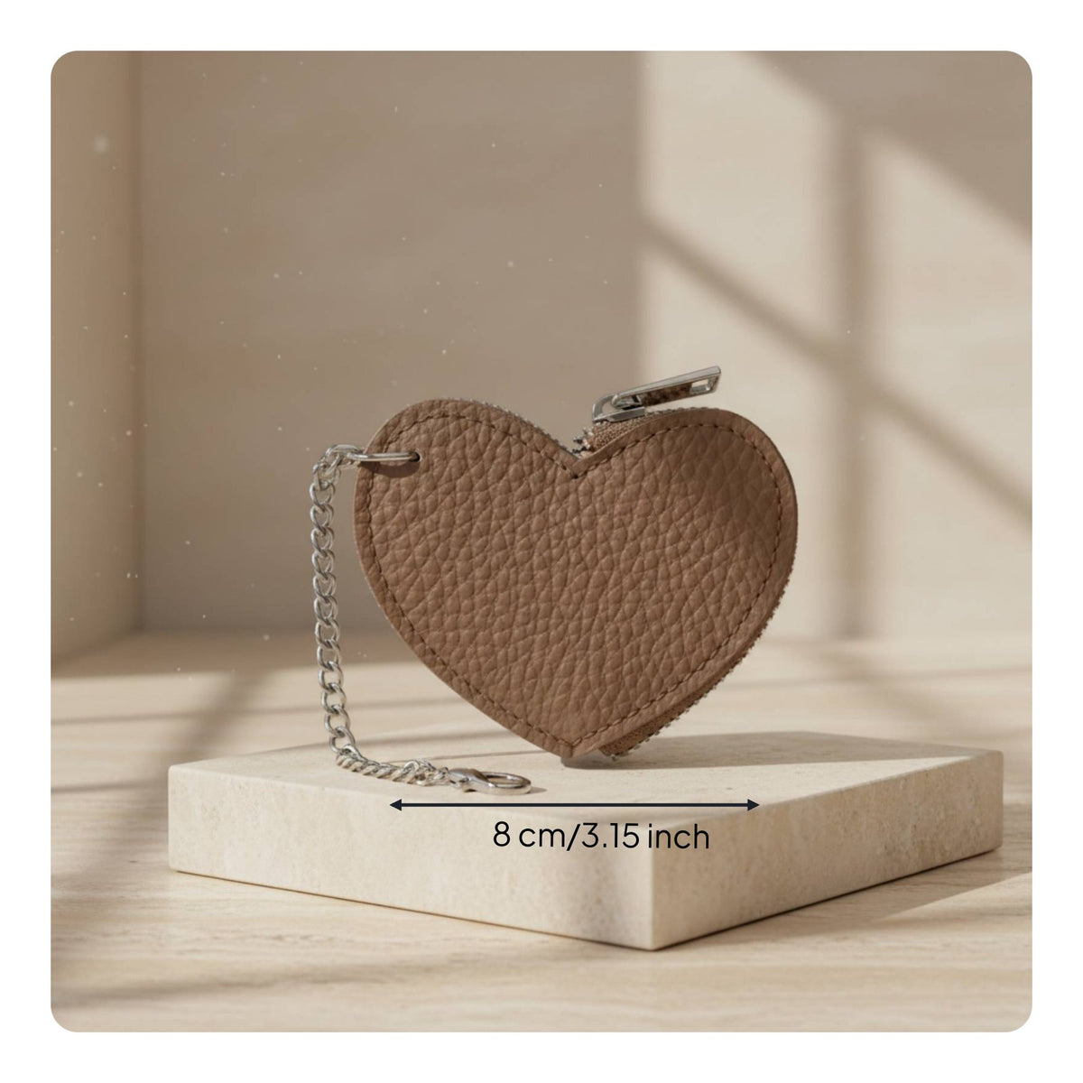 Heart Shaped Change Pouch Simple Design Leather Keychain Purse Compact and Portable Shaped Change Purse Keychain for Girls
