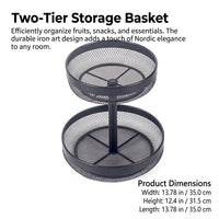 Fruit Bowl for Dining Table with Nordic Geometric Design, Iron Wire Storage Basket for Kitchen Countertop Organisation, Metal Mesh Vegetable Rack