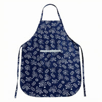 Neck Loop Floral Apron Waist Ties Cotton Apron Decorative Trim Home Wear Rounded Hem