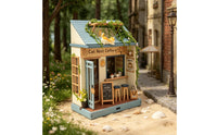 Miniature Coffee Shop Vintage Miniature Cafe Model Warm 3D Puzzle Model Kit for Tabletop Decor