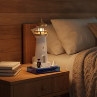 Lighthouse Night Light Tabletop Lighthouse Lamp Night Light with Sailor Figurine Ambient Sculptural for Bedroom, Bedside Table