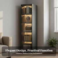 MultiMulti-Tier Shelving Unit with Glass Door Space-Saving Illuminated Corner Showcase Minimalist and Design Storage Furniture for Home Dwellers