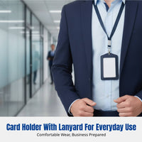 Leather Holder, Double-Sided Transparent ID Holder with Lanyard, Business Design, Customizable