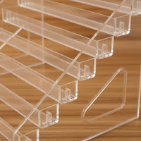Easy to Clean Desktop Badge Display Rack Sturdy Clear Stepped Display Stand Space Saving Acrylic Tiered Organizer for Countertop
