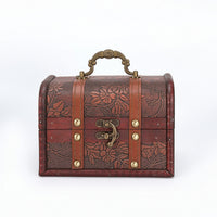 Wooden Chest with Curved Lid Rustic Wooden Storage Chest with Handle Jewelry Organizer with Lock Portable Retro for Desks
