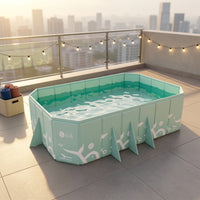 Foldable Pool Rectangular Non-Inflatable Pool for Family, Young Children, Backyard, Garden, Patio