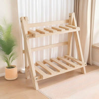 Plant Stand for Garden Decor and Indoor Plant Display, No Assembly 2-Tier Slatted Shelf, Tall Storage Shelf and Pot Stands for Outdoor Plants