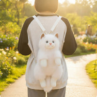 Cat Backpack Soft Stuffed Animal Backpack Adorable Feline Tote for Girls, Kids, Photo Shoots
